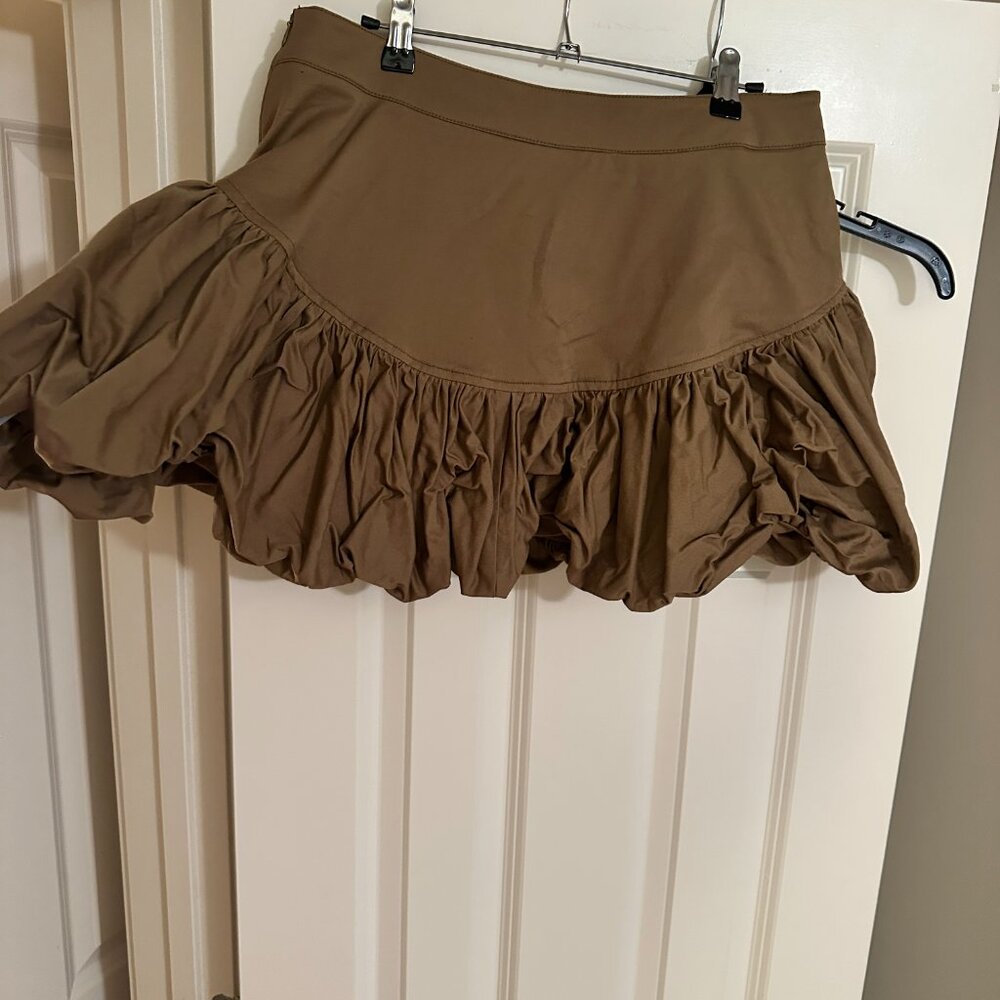 Gathered Hem Mini Skirt in Khaki - Picture 3 of 9